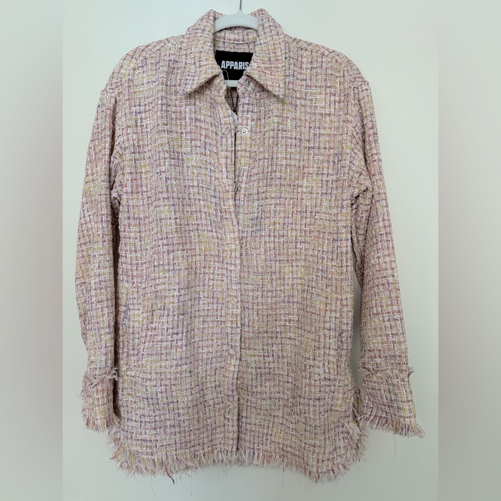 Apparis oversized pink tweed shacket